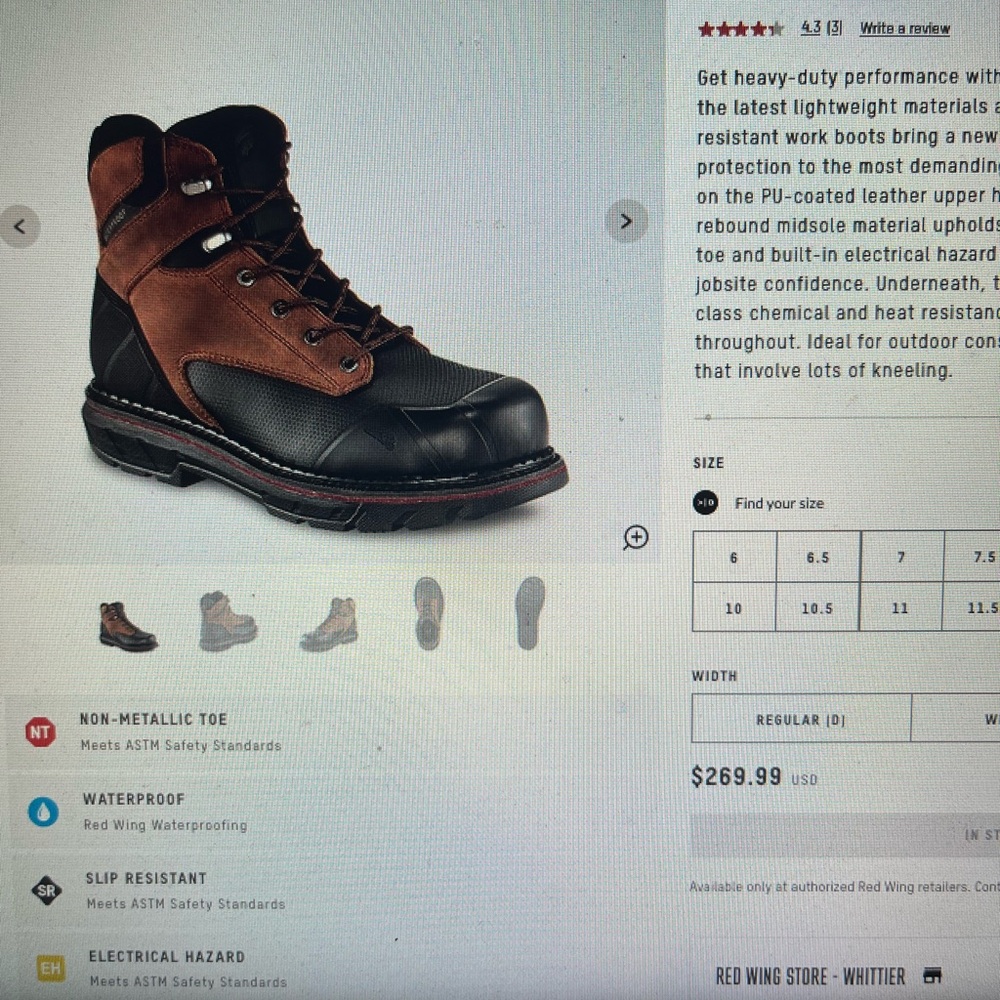 Red Wing Steel Toe boots - TRUGUARD LITE